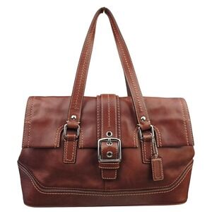 Coach Hamilton Satchel Leather Cognac Brown Dual Handle Shoulder Bag Y2K